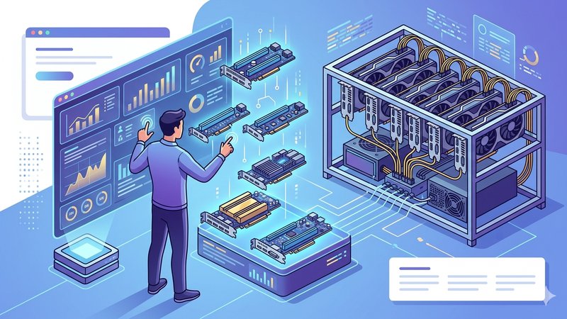 Современная иллюстрация райзеров для видеокарт в минималистичном стиле для руководства по выбору оборудования